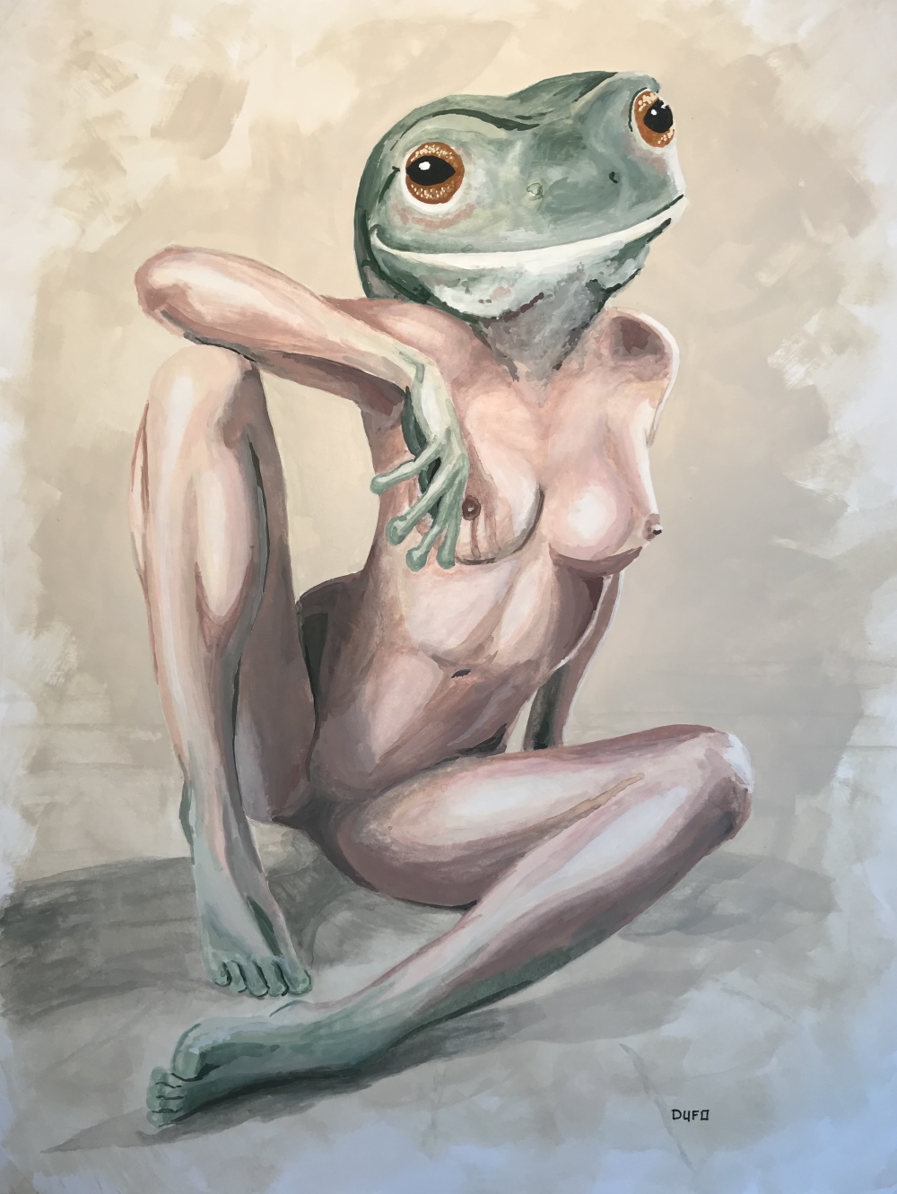 Tte d'animal ou corps vgtal #10, La femme grenouille - Oeuvre de DUFO
